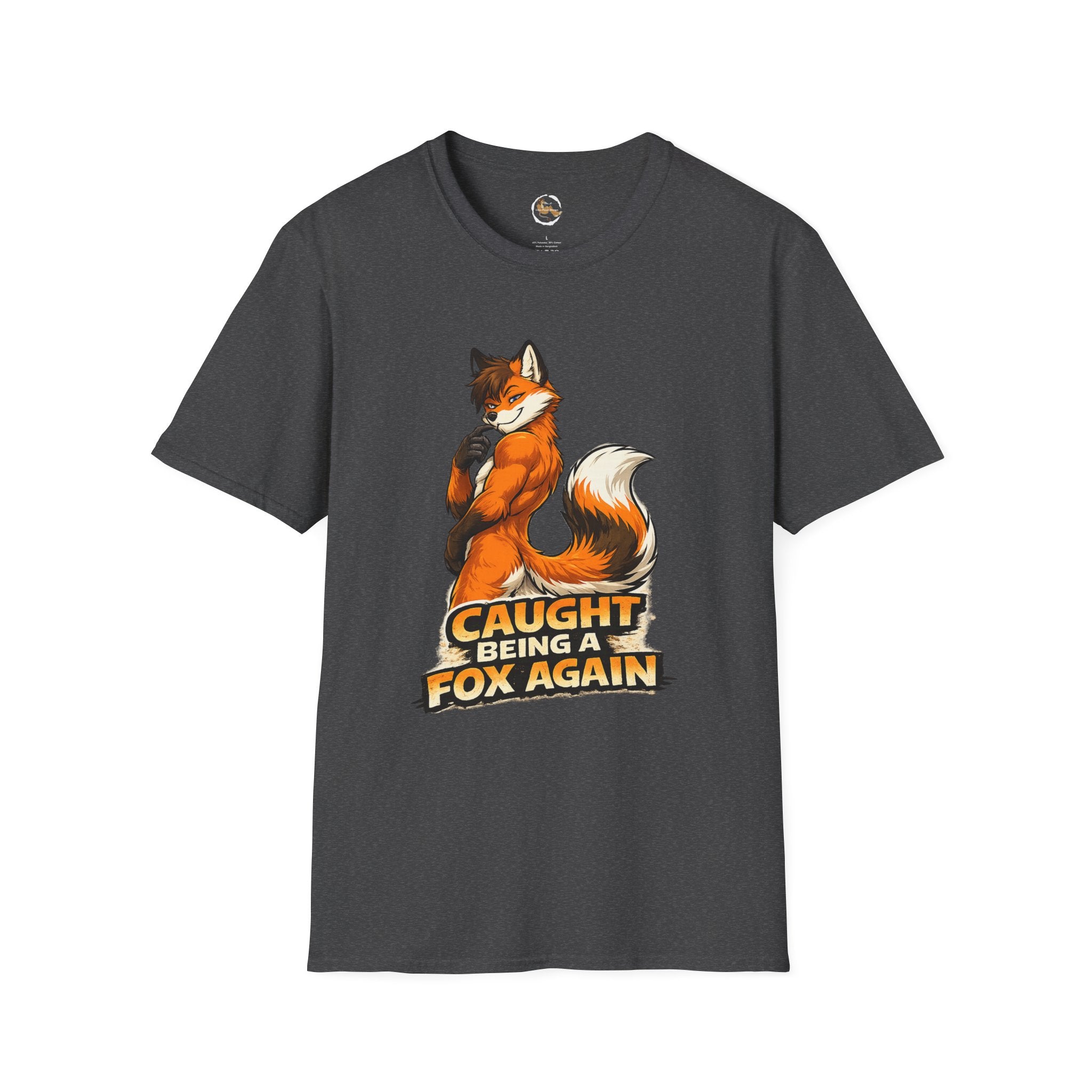 Caught Being a Fox Again T-Shirt | Cute Fox Illustration, Humorous Text
