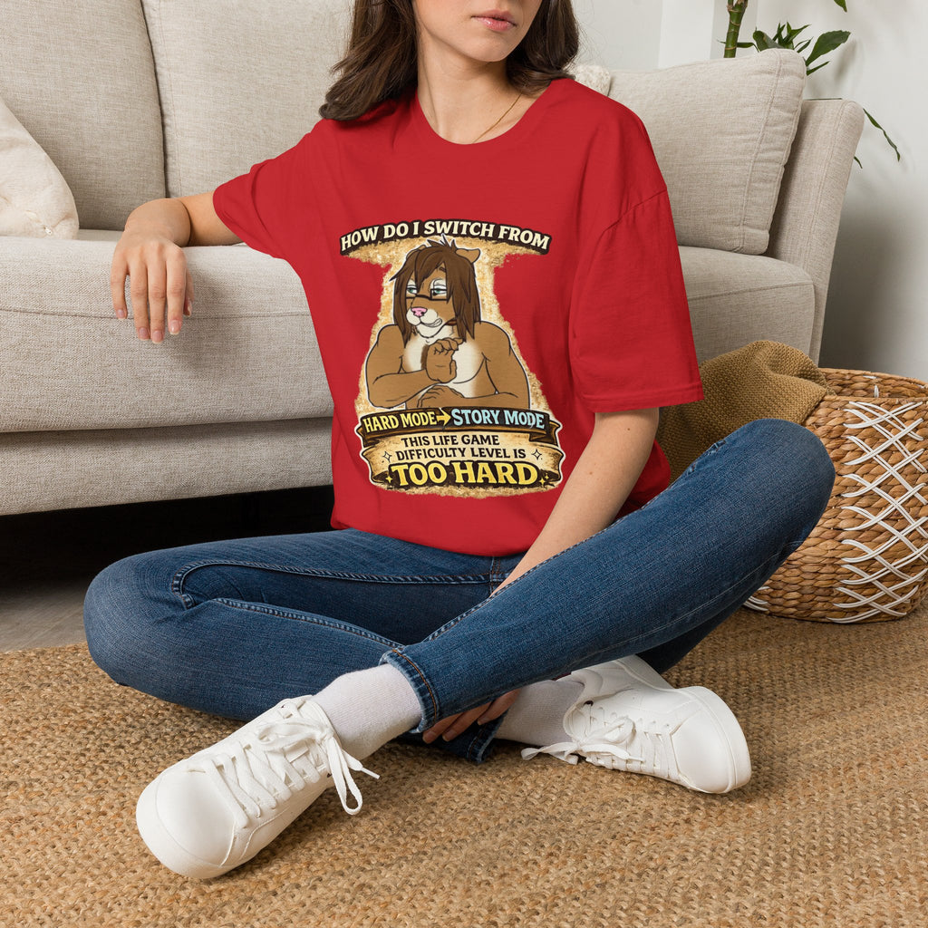 Gamer Lion T-Shirt — "How Do I Switch From Hard Mode" Funny Gaming Tee