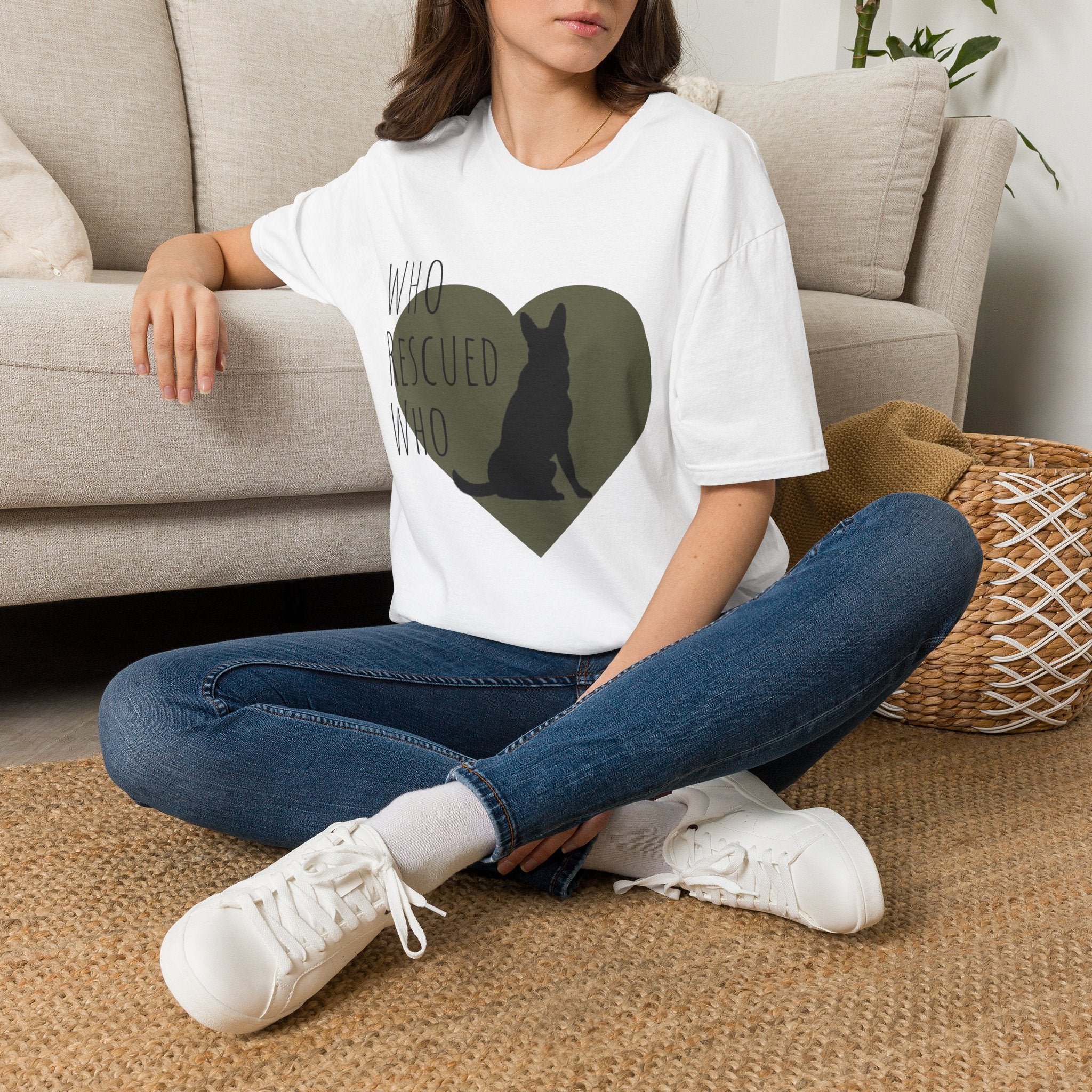 Rescue Dog Heart T-Shirt — "Who Rescued Who" Adoption Tee