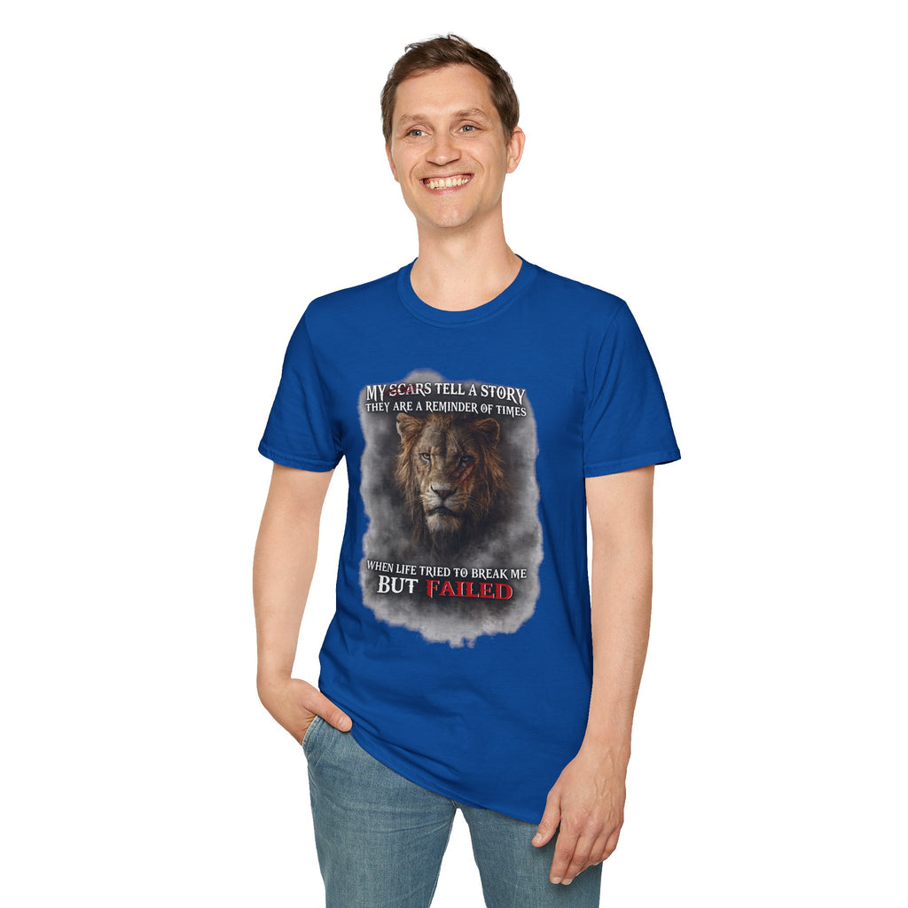 Lion Graphic T‑Shirt — "My Scars Tell A Story" Inspirational Tee