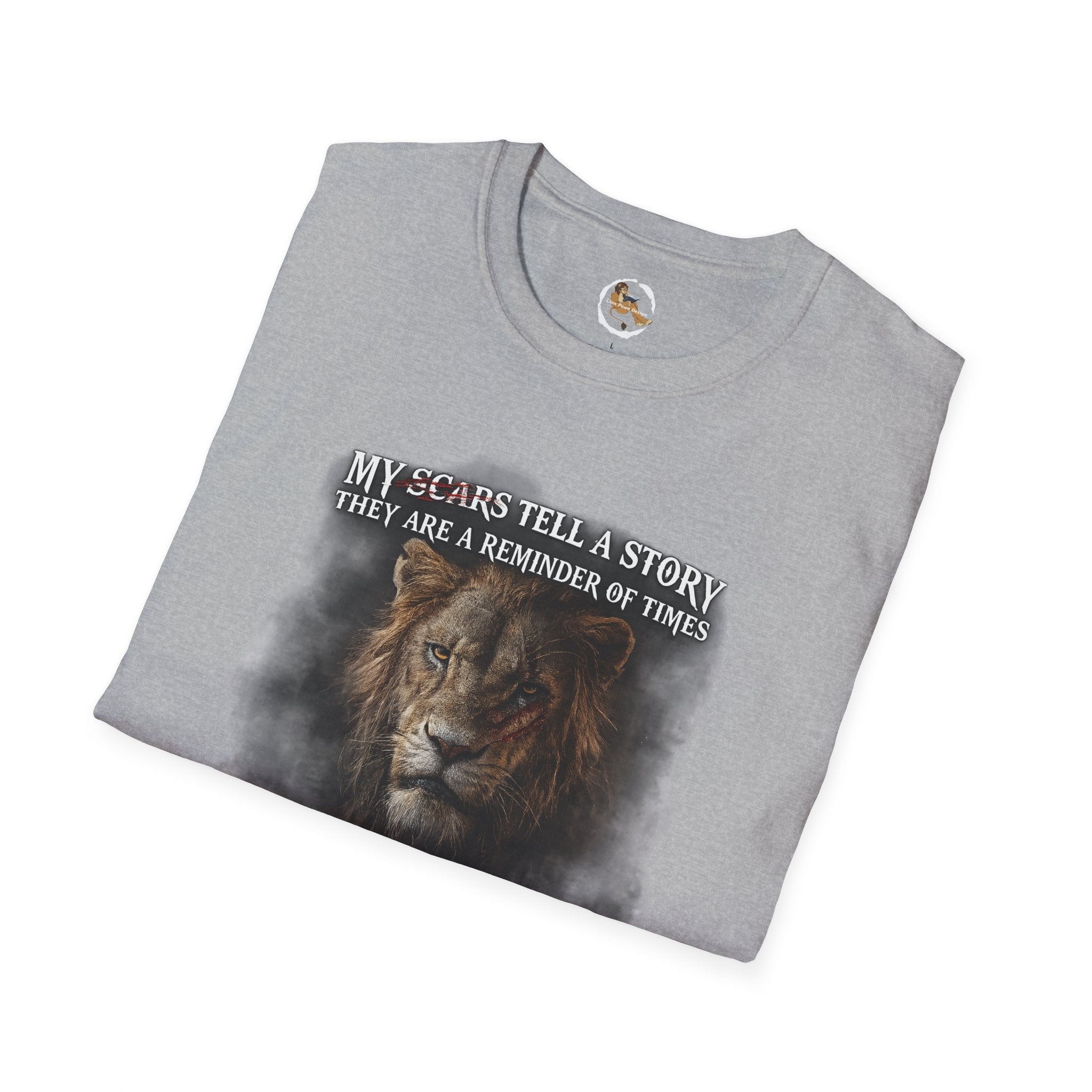 Lion Graphic T‑Shirt — "My Scars Tell A Story" Inspirational Tee