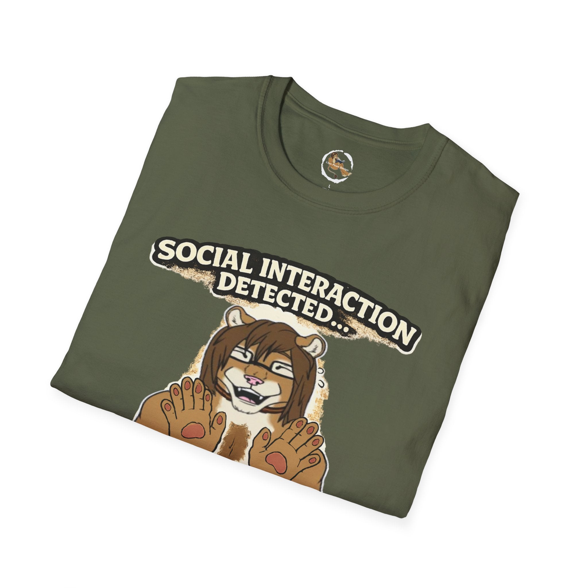 Panic Mode Activated T‑Shirt — "Social Interaction Detected" Funny Furry Graphic Tee