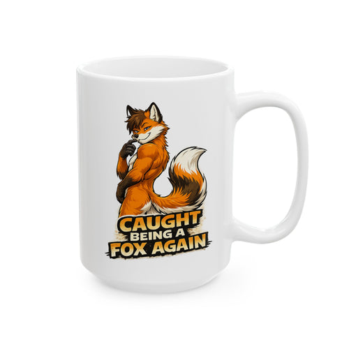 Cute Red Fox Illustration Mug | Cheerful Fox Coffee Cup