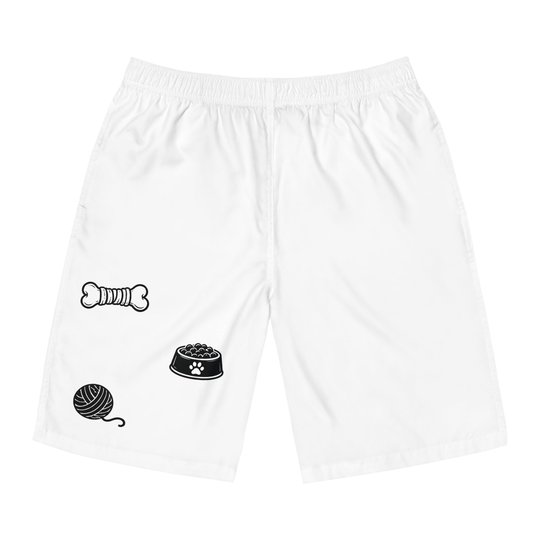 Cat Lover Yarn and Food Bowl Board Shorts | Mens Cat Pattern