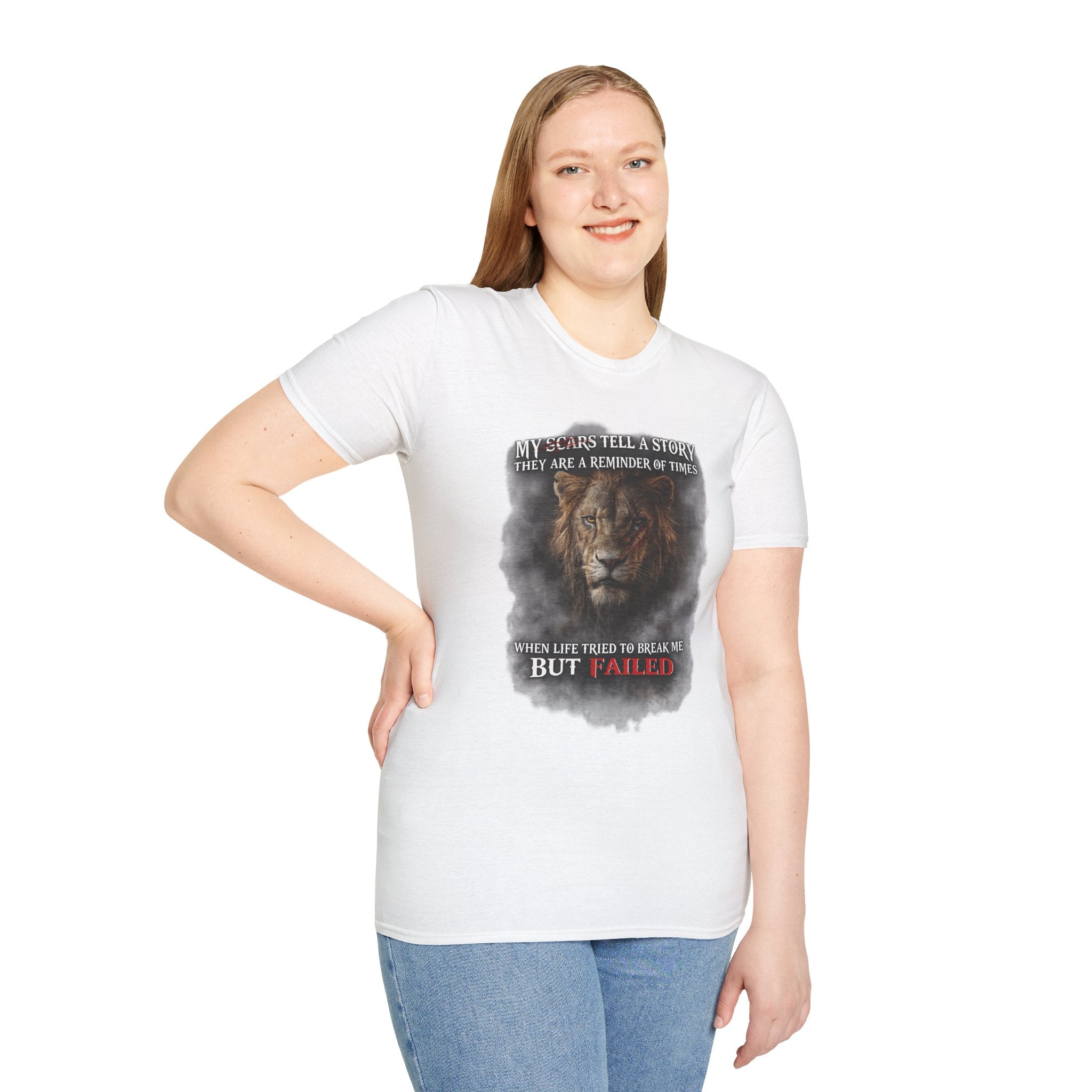 Lion Graphic T‑Shirt — "My Scars Tell A Story" Inspirational Tee