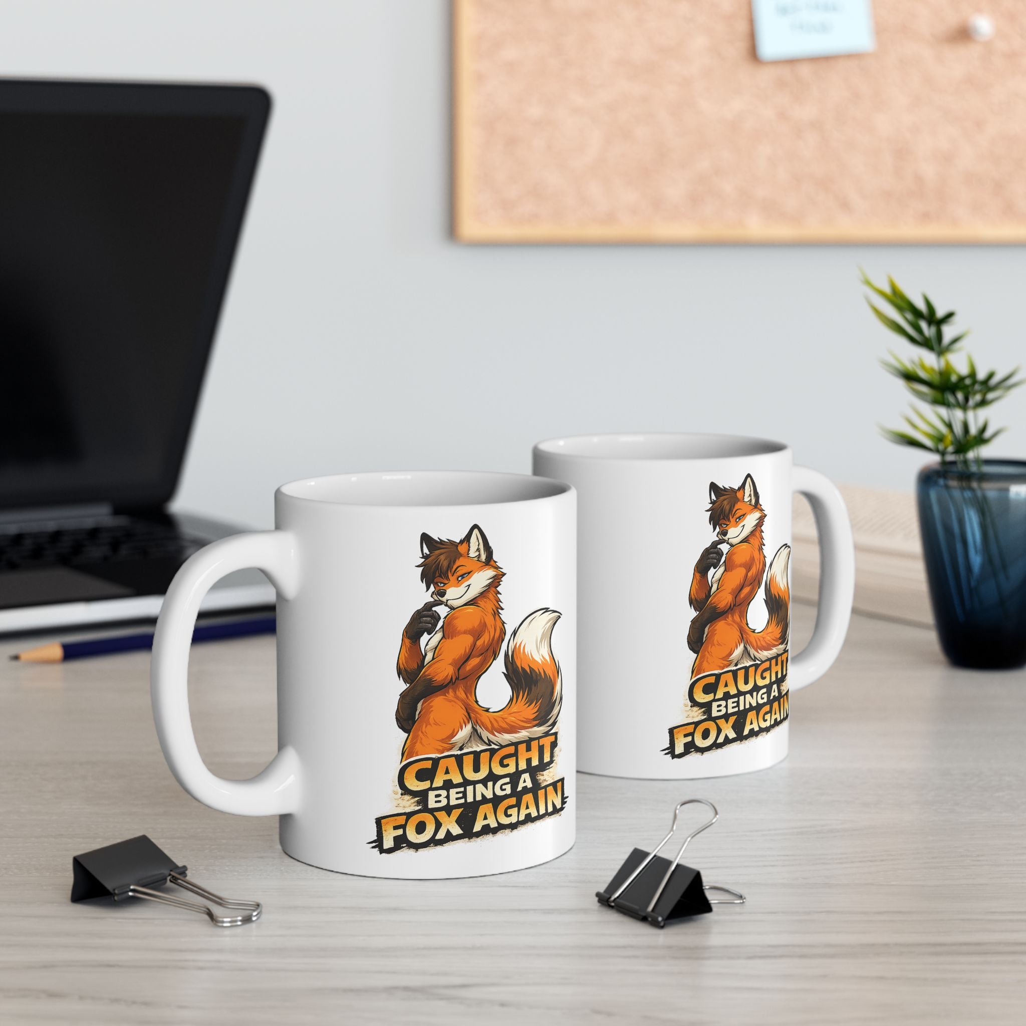 Cute Red Fox Illustration Mug | Cheerful Fox Coffee Cup