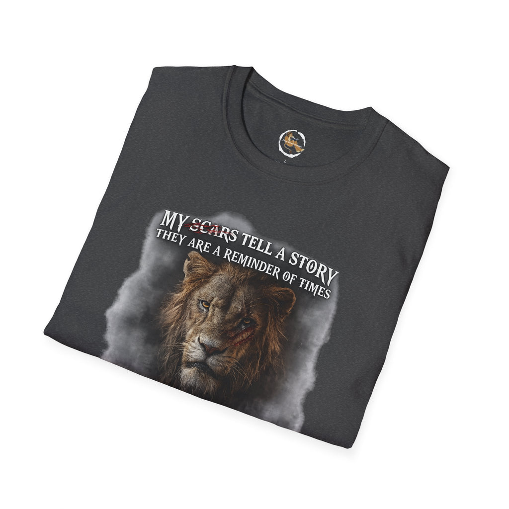 Lion Graphic T‑Shirt — "My Scars Tell A Story" Inspirational Tee