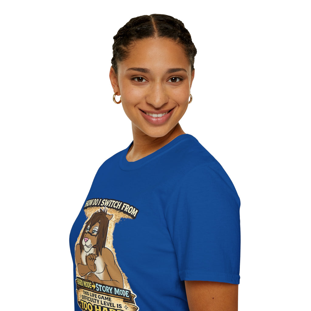 Gamer Lion T-Shirt — "How Do I Switch From Hard Mode" Funny Gaming Tee
