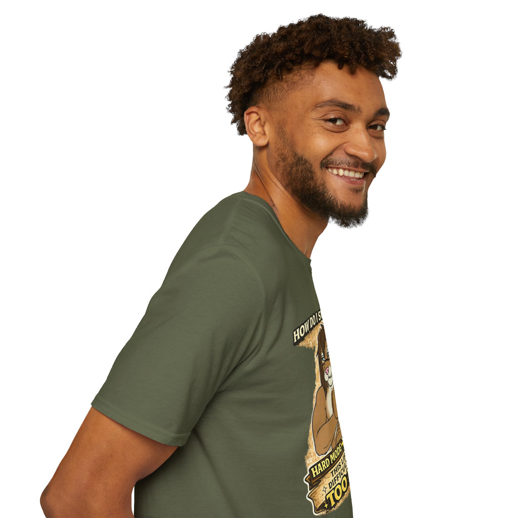 Gamer Lion T-Shirt — "How Do I Switch From Hard Mode" Funny Gaming Tee