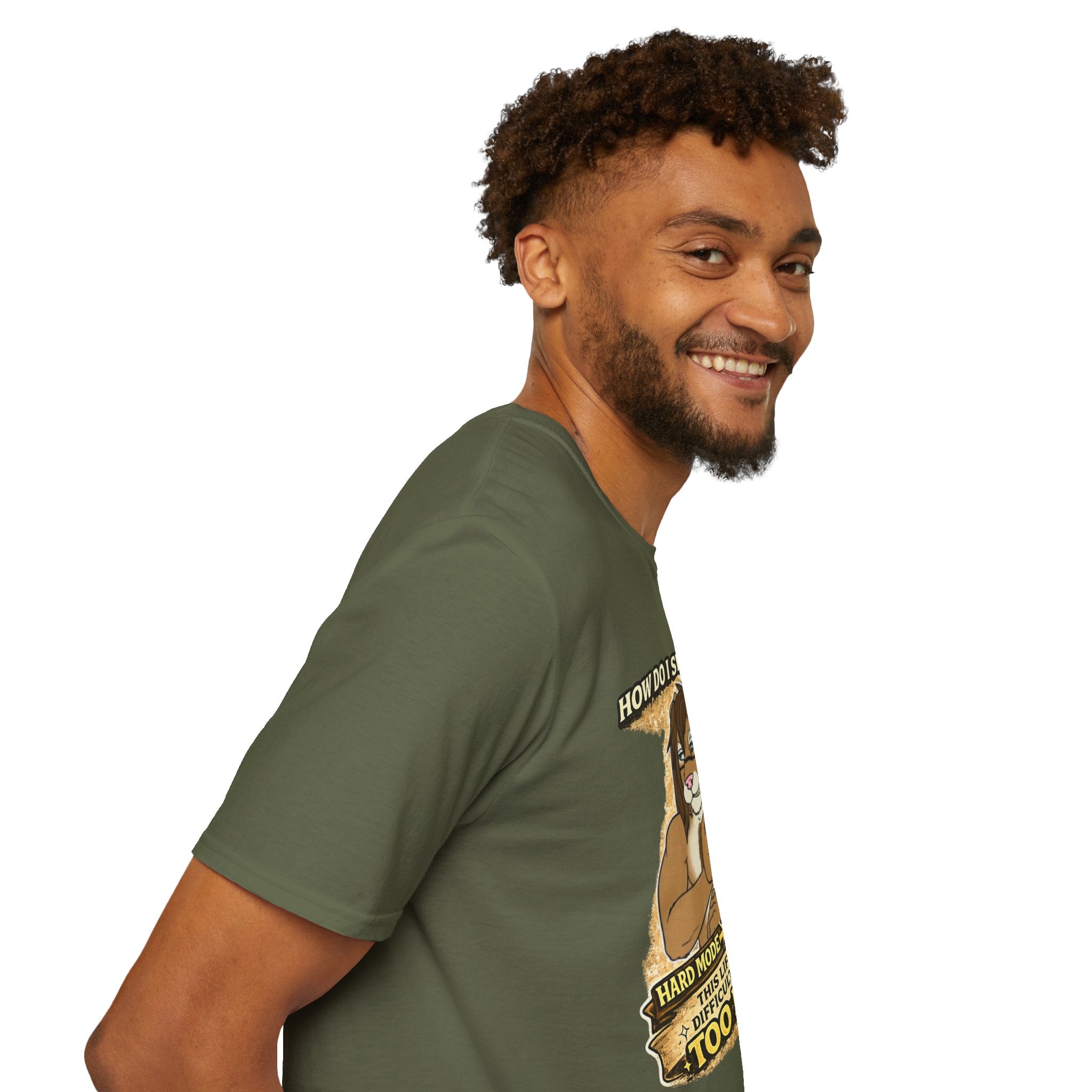 Gamer Lion T-Shirt — "How Do I Switch From Hard Mode" Funny Gaming Tee