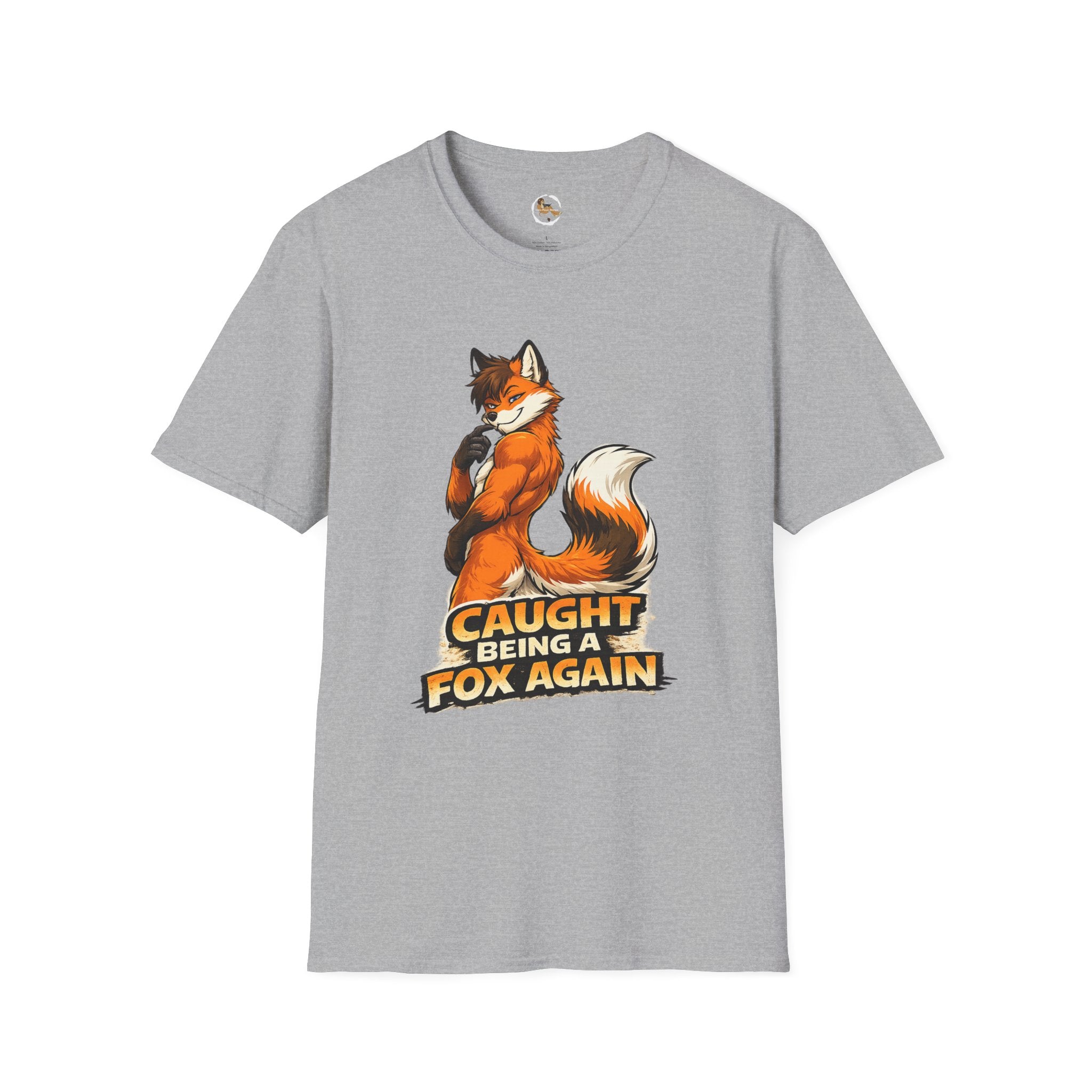 Caught Being a Fox Again T-Shirt | Cute Fox Illustration, Humorous Text