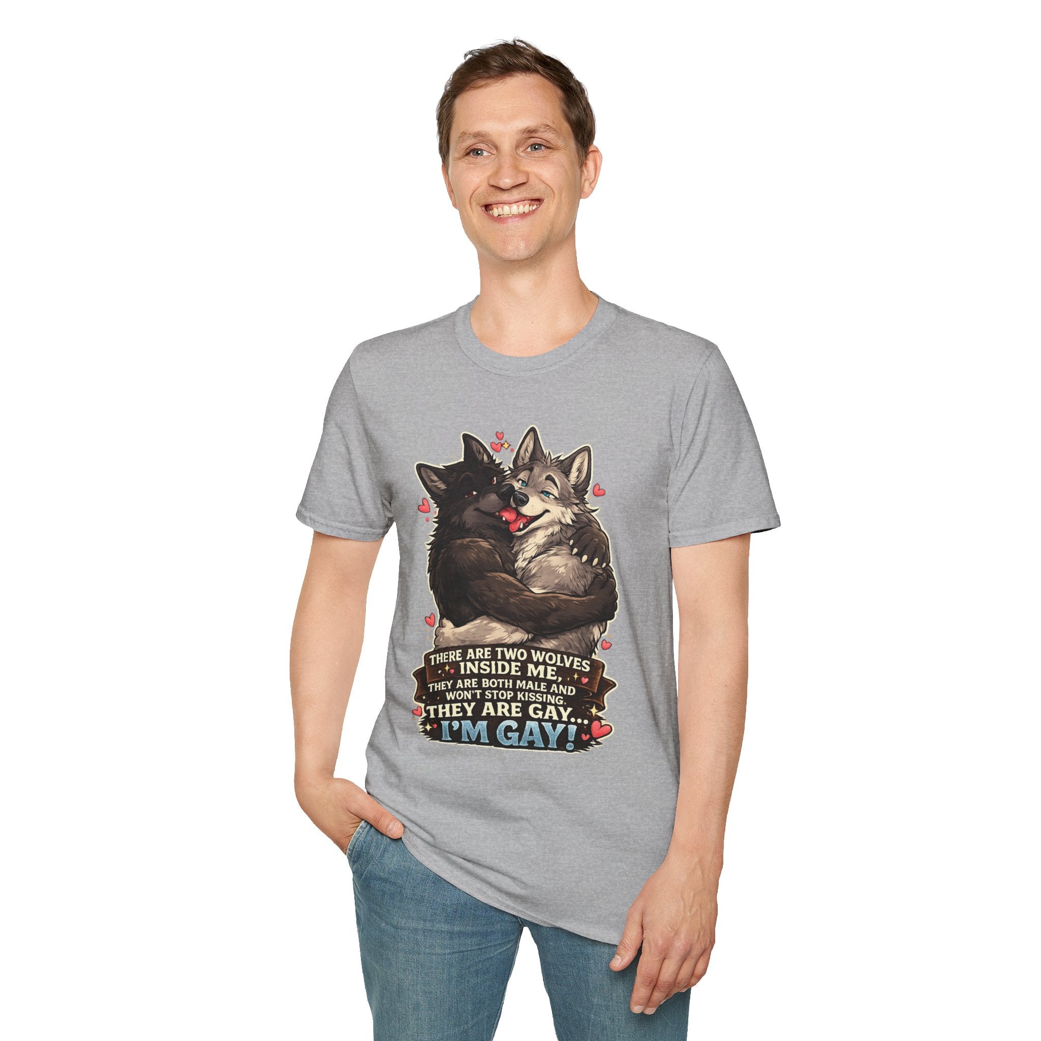 Gay Wolves Graphic T-Shirt - 'There Are Two Wolves' Cute LGBT Pride Tee