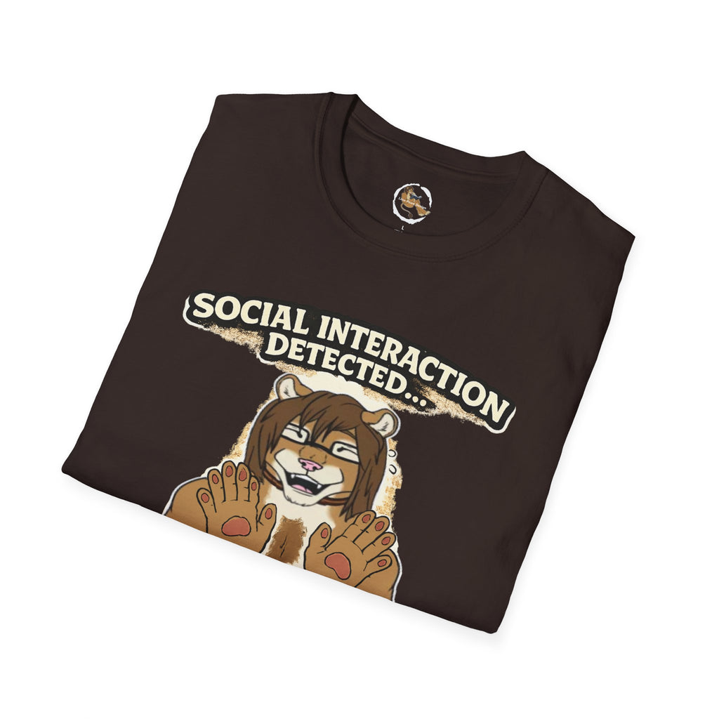 Panic Mode Activated T‑Shirt — "Social Interaction Detected" Funny Furry Graphic Tee