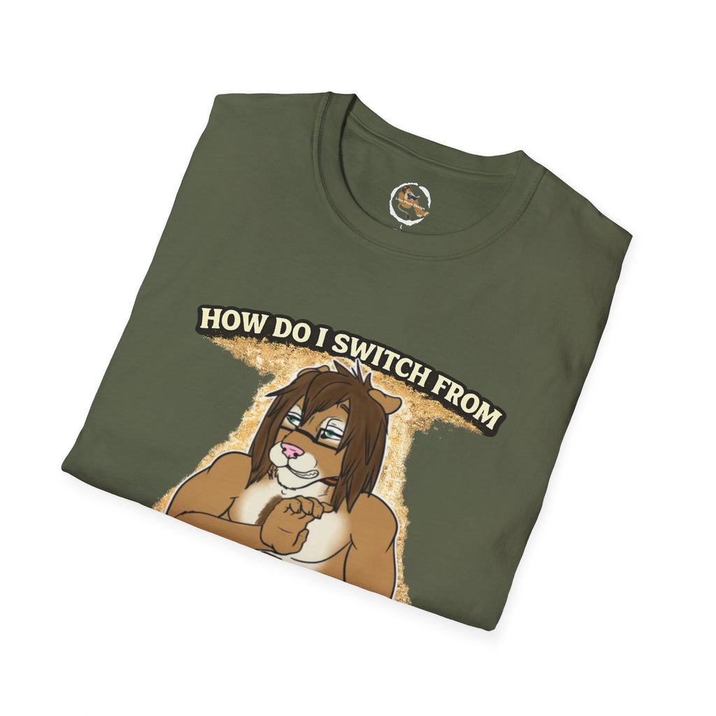 Gamer Lion T-Shirt — "How Do I Switch From Hard Mode" Funny Gaming Tee