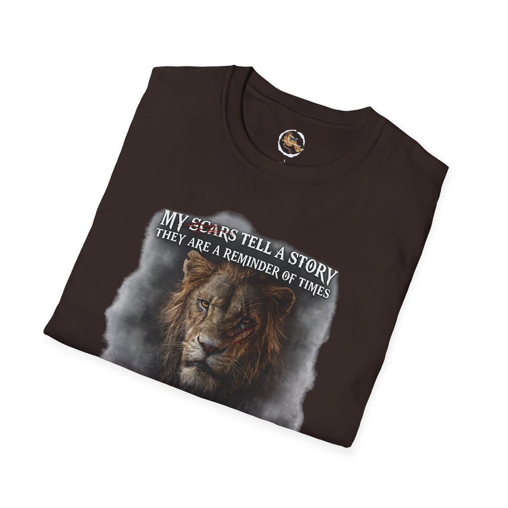 Lion Graphic T‑Shirt — "My Scars Tell A Story" Inspirational Tee