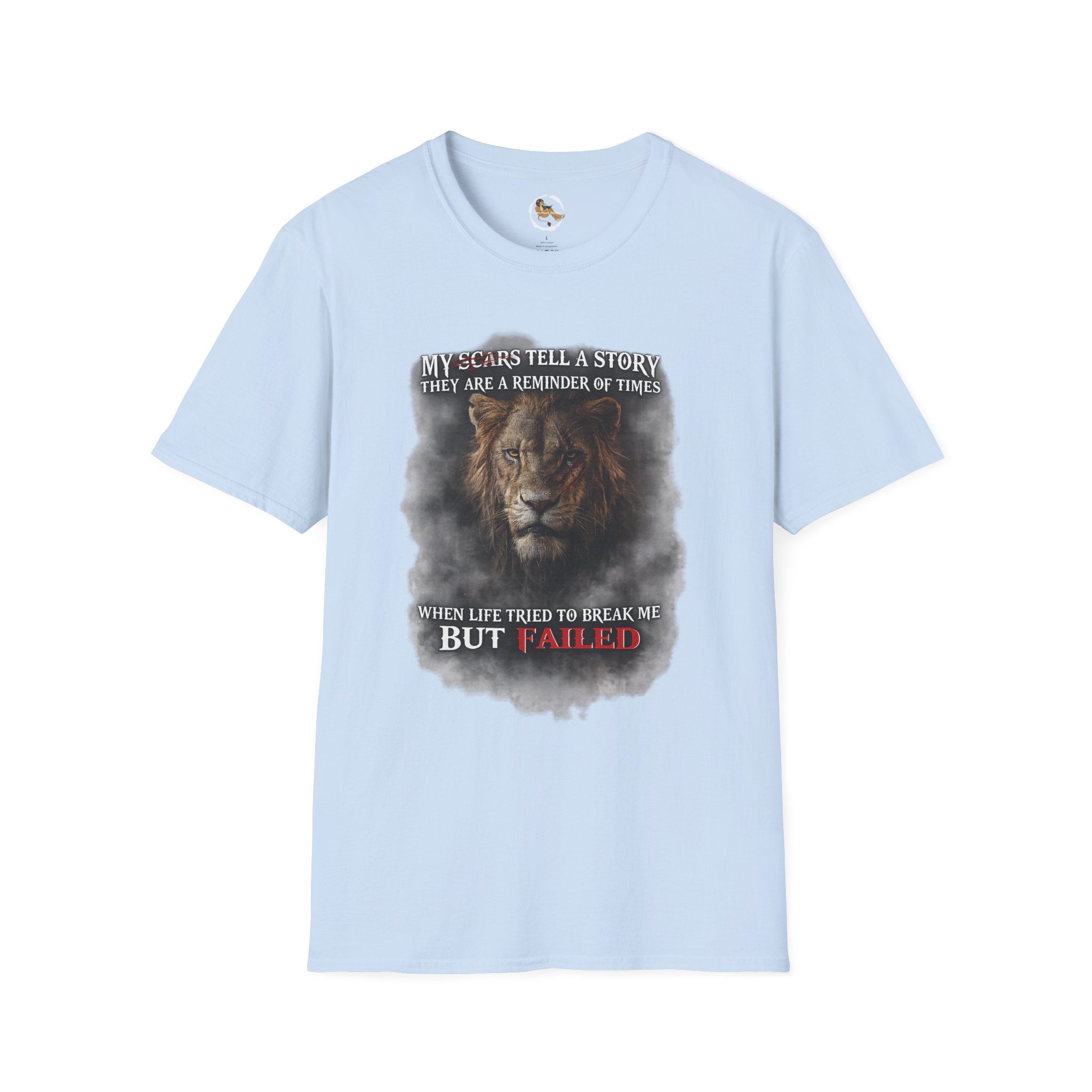 Lion Graphic T‑Shirt — "My Scars Tell A Story" Inspirational Tee