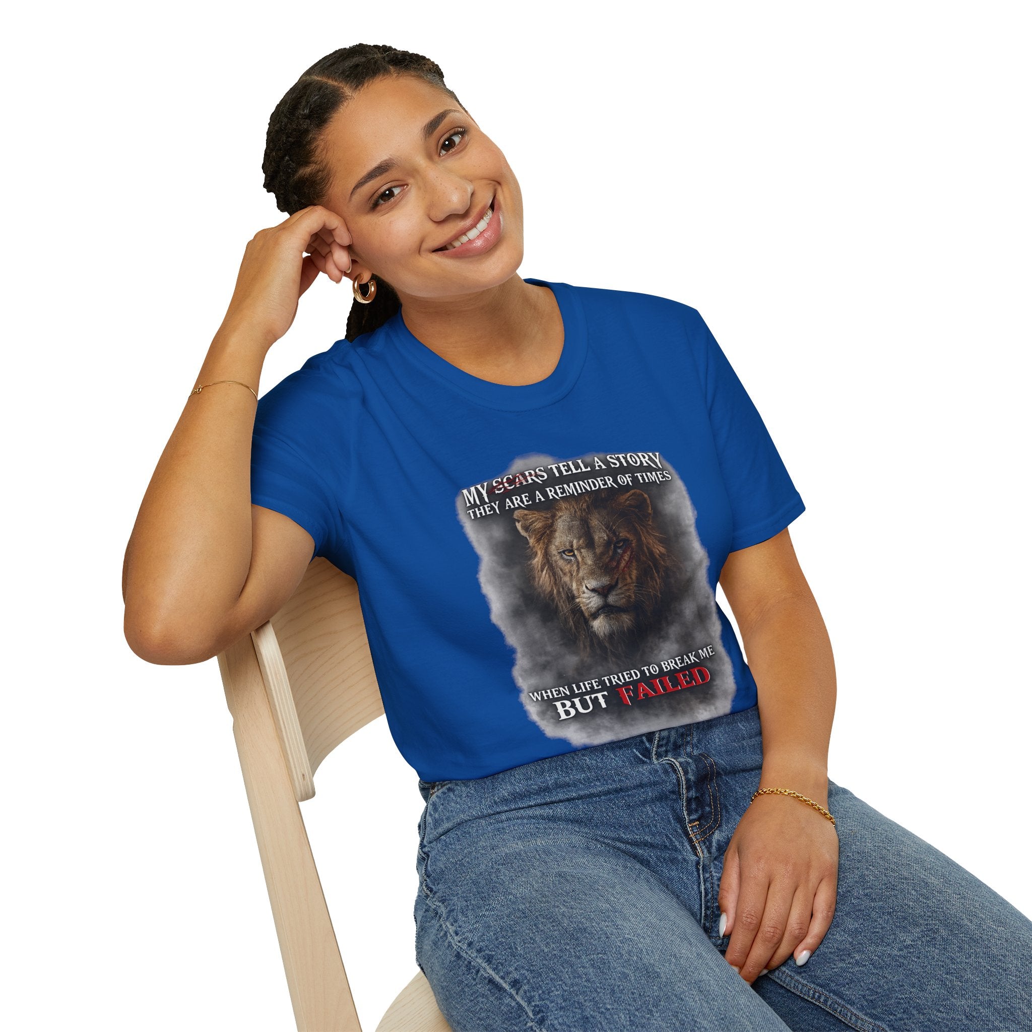 Lion Graphic T‑Shirt — "My Scars Tell A Story" Inspirational Tee