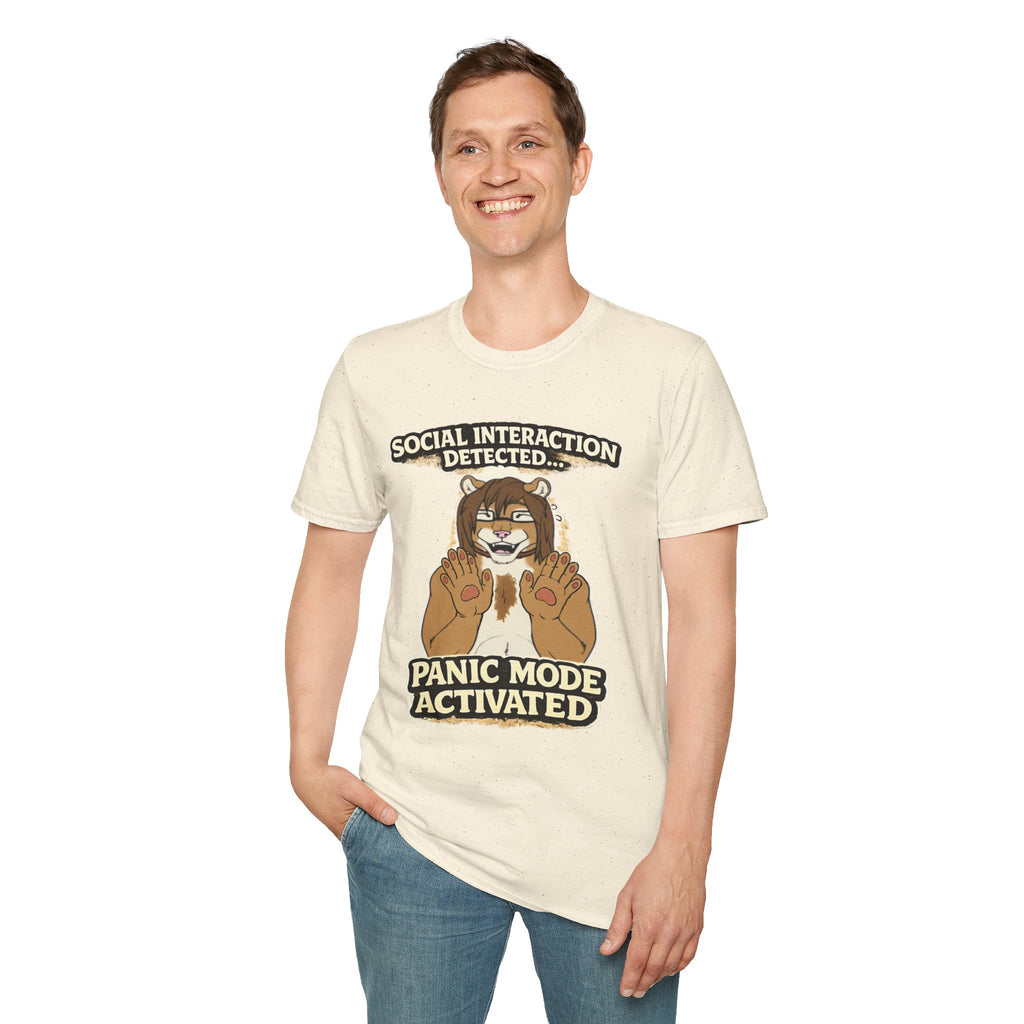 Panic Mode Activated T‑Shirt — "Social Interaction Detected" Funny Furry Graphic Tee
