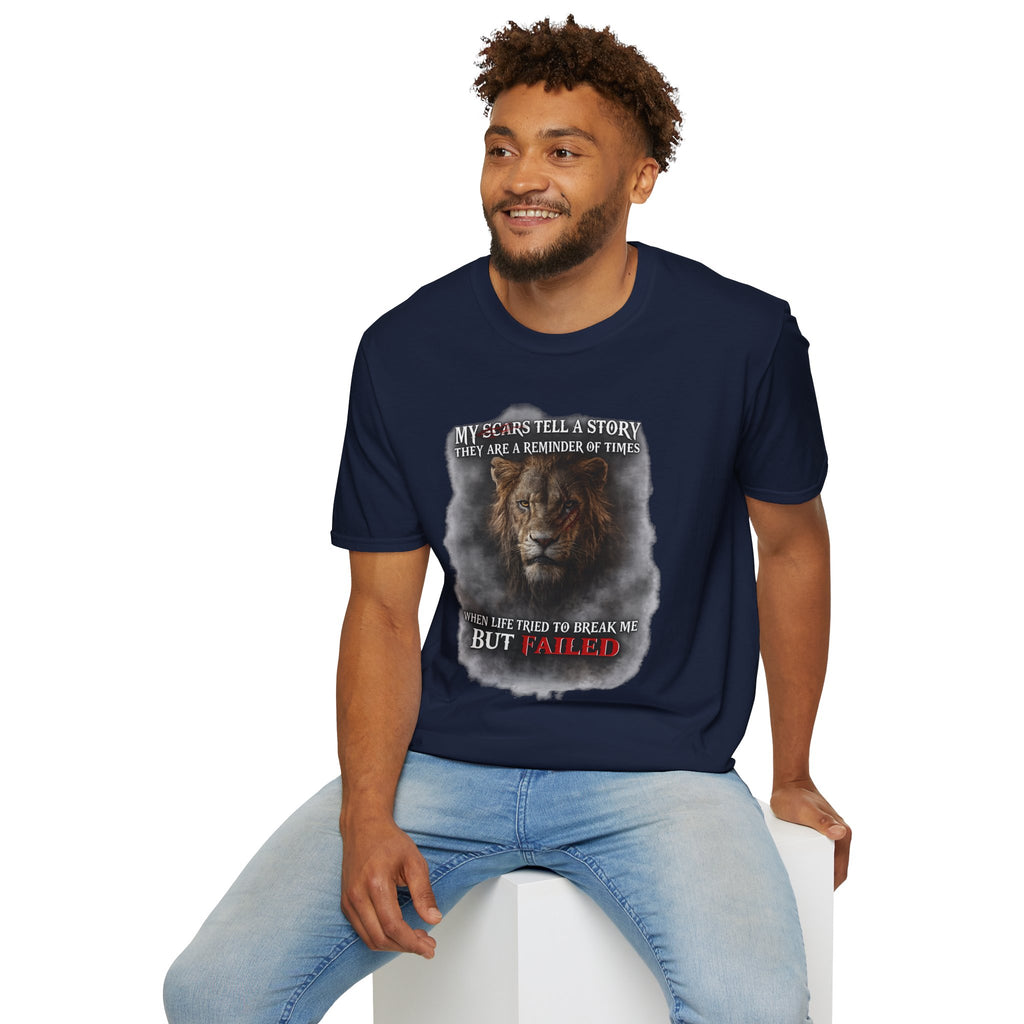 Lion Graphic T‑Shirt — "My Scars Tell A Story" Inspirational Tee