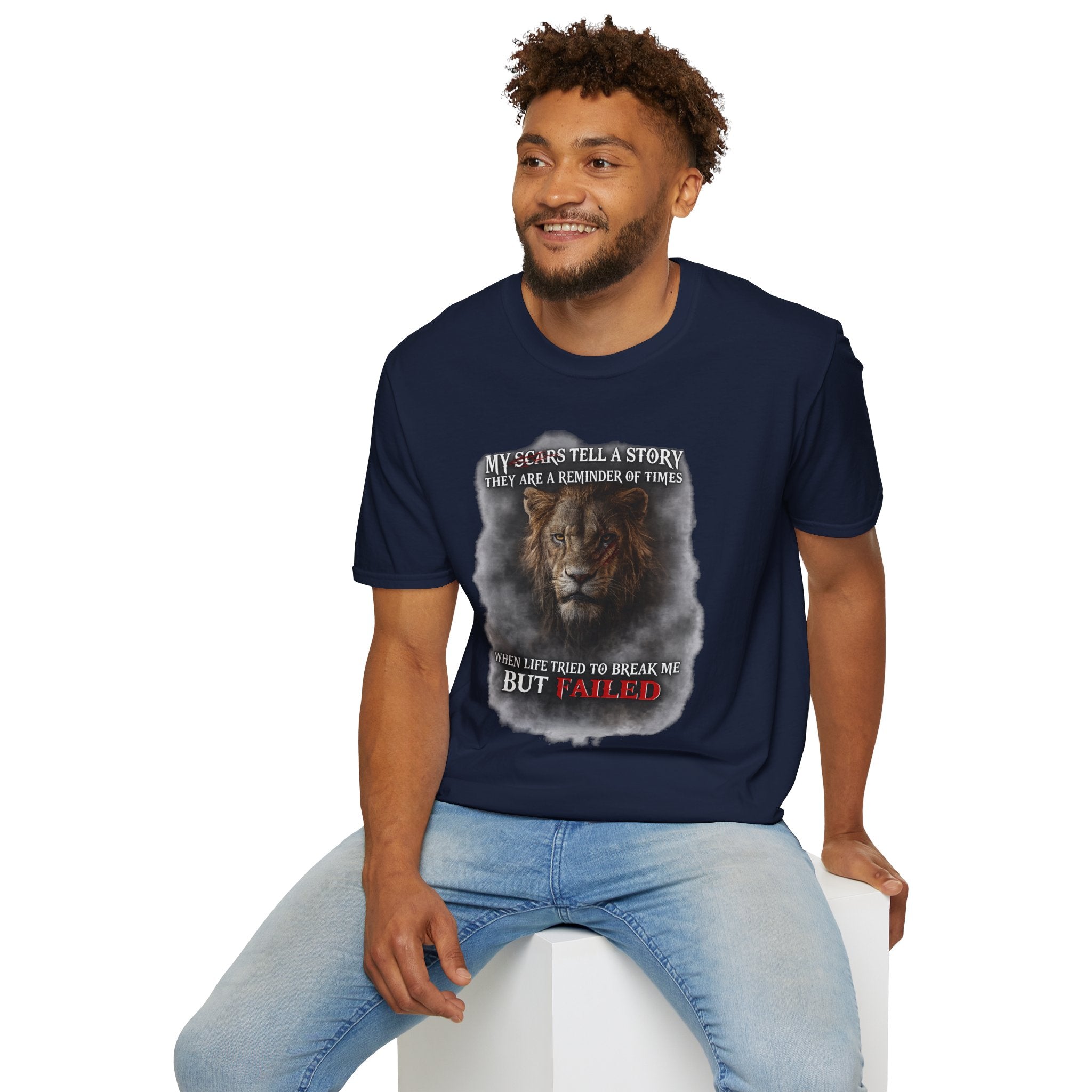 Lion Graphic T‑Shirt — "My Scars Tell A Story" Inspirational Tee
