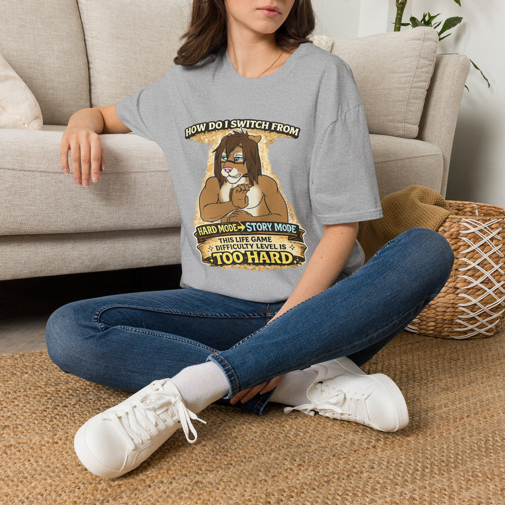 Gamer Lion T-Shirt — "How Do I Switch From Hard Mode" Funny Gaming Tee