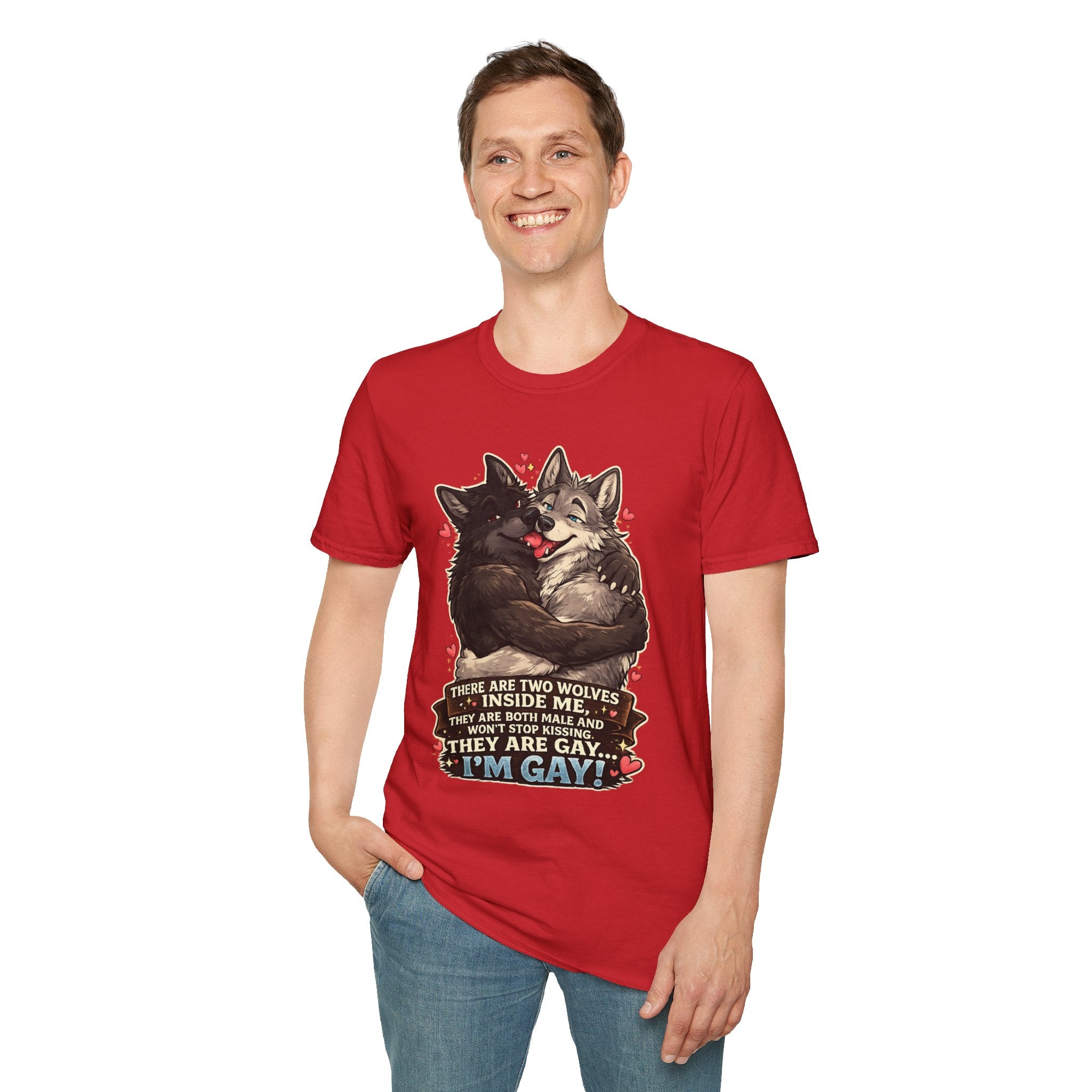 Gay Wolves Graphic T-Shirt - 'There Are Two Wolves' Cute LGBT Pride Tee