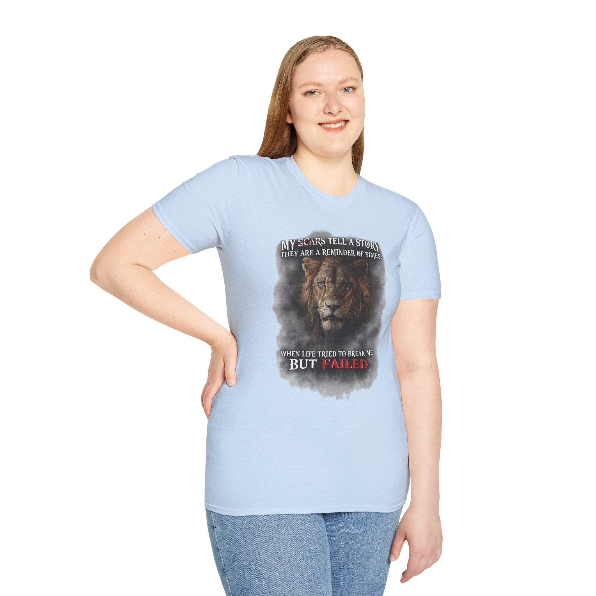 Lion Graphic T‑Shirt — "My Scars Tell A Story" Inspirational Tee