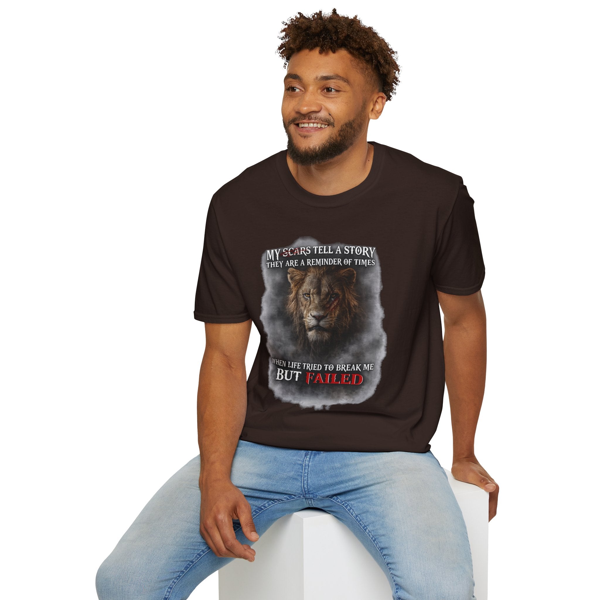 Lion Graphic T‑Shirt — "My Scars Tell A Story" Inspirational Tee