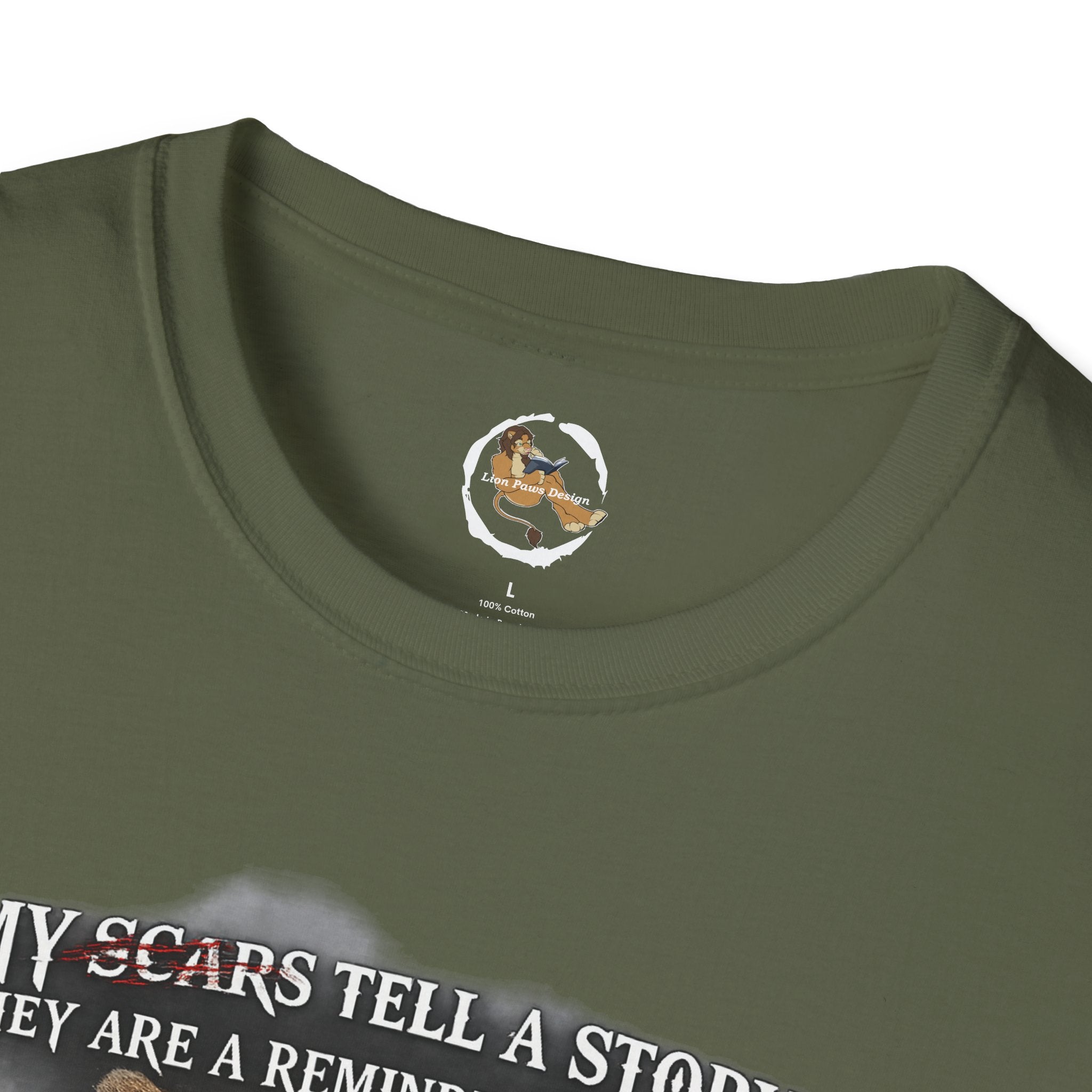 Lion Graphic T‑Shirt — "My Scars Tell A Story" Inspirational Tee