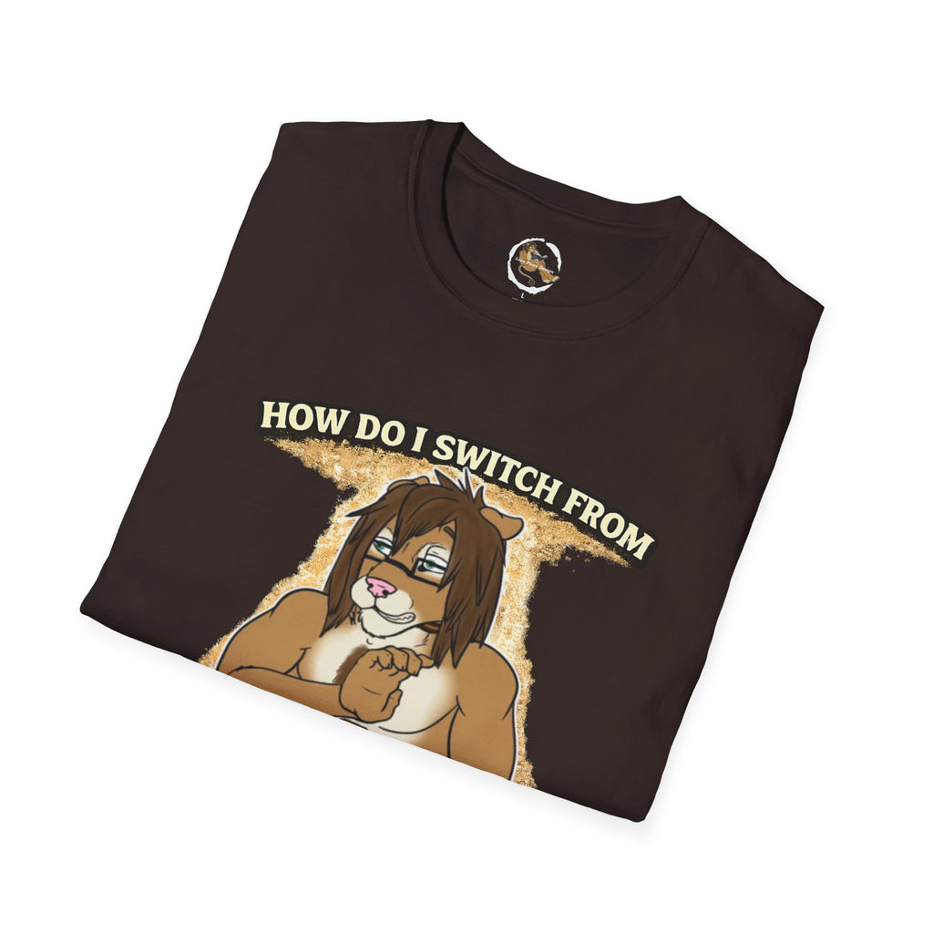 Gamer Lion T-Shirt — "How Do I Switch From Hard Mode" Funny Gaming Tee