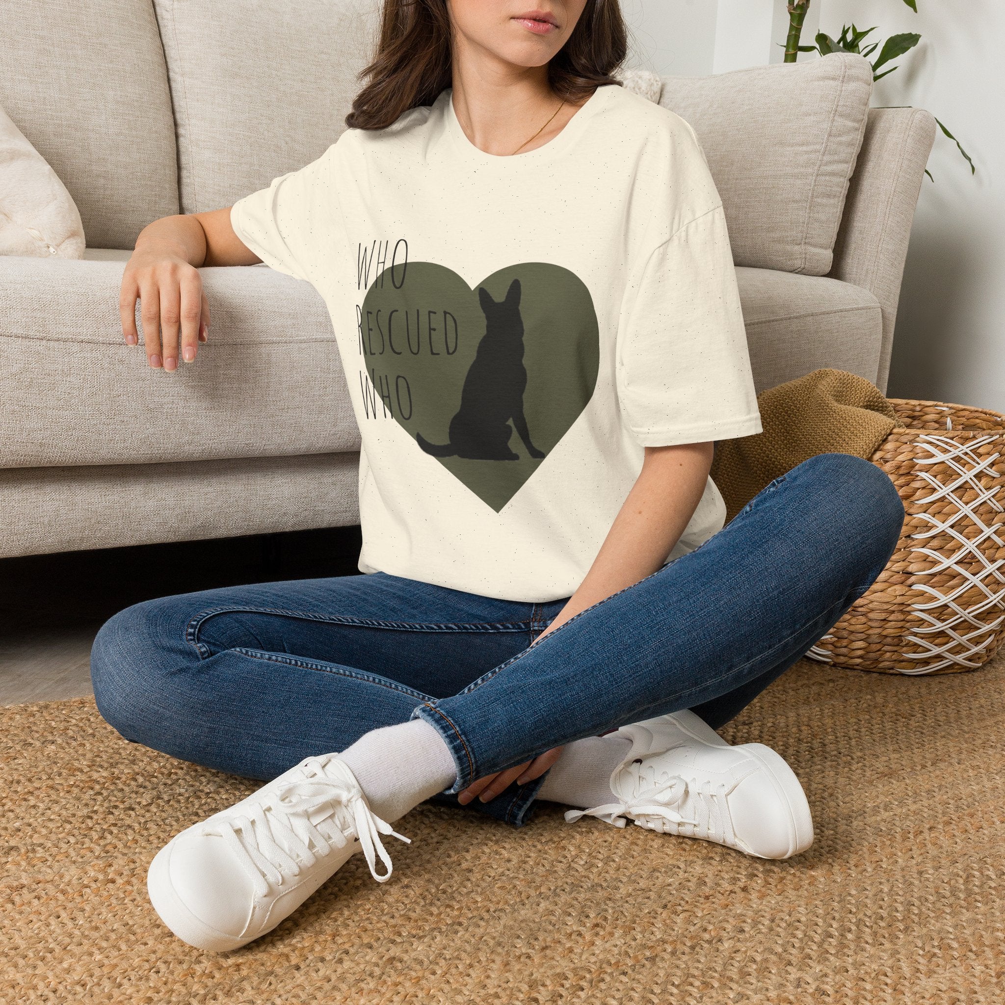 Rescue Dog Heart T-Shirt — "Who Rescued Who" Adoption Tee